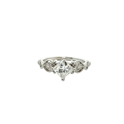 14k White Gold GIA Certified 1.05ct Natural Princess Cut Diamond Engagement Ring  - Image 15