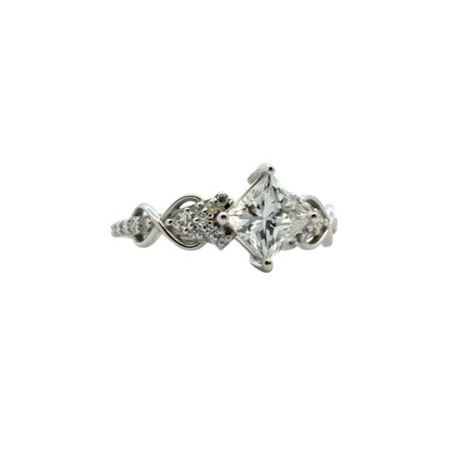 14k White Gold GIA Certified 1.05ct Natural Princess Cut Diamond Engagement Ring  - Image 4