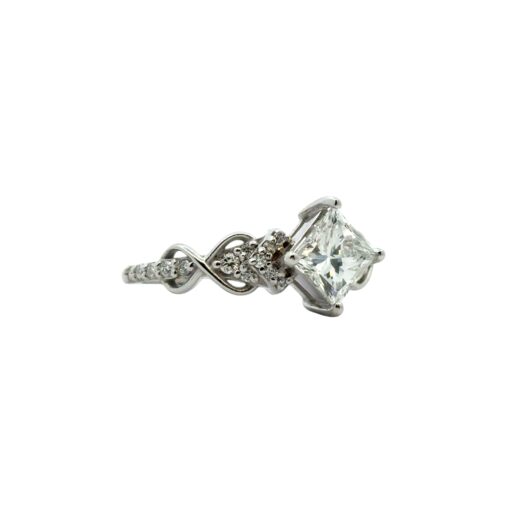 14k White Gold GIA Certified 1.05ct Natural Princess Cut Diamond Engagement Ring  - Image 5