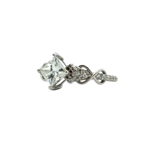 14k White Gold GIA Certified 1.05ct Natural Princess Cut Diamond Engagement Ring  - Image 10