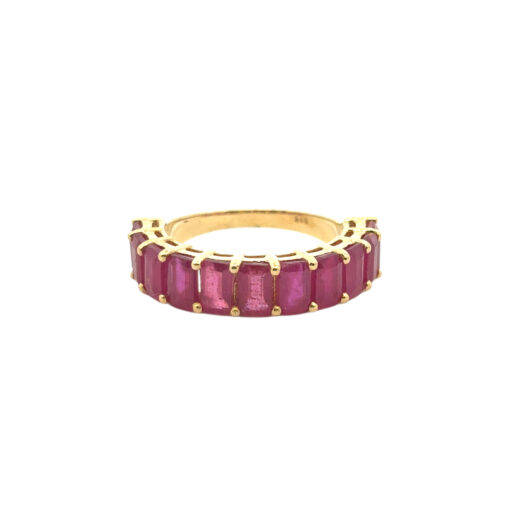 14k Yellow Gold 1.6ctw Emerald Cut Ruby Halfway Ring Band - Image 11