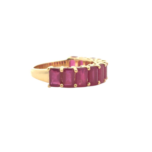 14k Yellow Gold 1.6ctw Emerald Cut Ruby Halfway Ring Band - Image 3