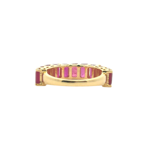 14k Yellow Gold 1.6ctw Emerald Cut Ruby Halfway Ring Band - Image 4