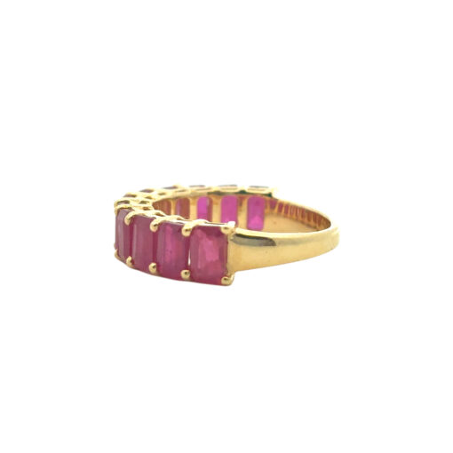14k Yellow Gold 1.6ctw Emerald Cut Ruby Halfway Ring Band - Image 5
