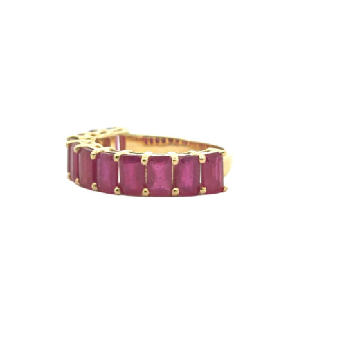 14k Yellow Gold 1.6ctw Emerald Cut Ruby Halfway Ring Band - Image 6
