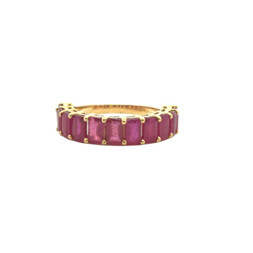 14k Yellow Gold 1.6ctw Emerald Cut Ruby Halfway Ring Band - Image 7