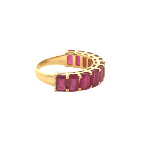 14k Yellow Gold 1.6ctw Emerald Cut Ruby Halfway Ring Band - Image 8