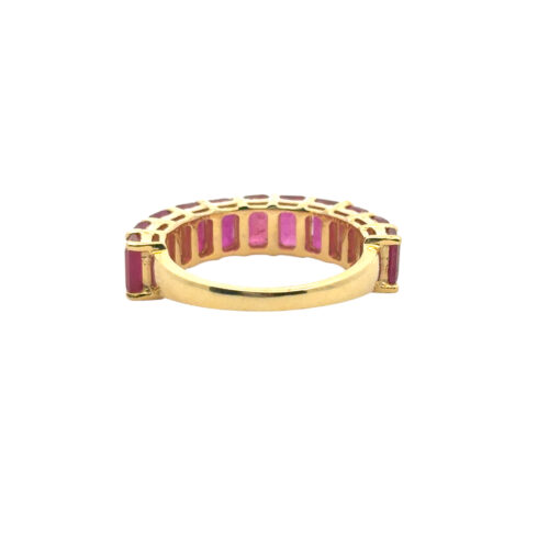 14k Yellow Gold 1.6ctw Emerald Cut Ruby Halfway Ring Band - Image 9