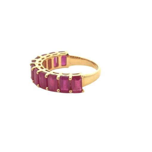 14k Yellow Gold 1.6ctw Emerald Cut Ruby Halfway Ring Band - Image 10
