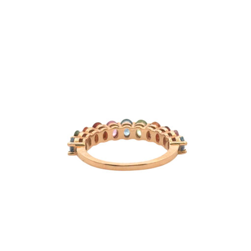 14k Rose Gold 2.4ctw Multicolor Oval Cut Sapphire Halfway Wedding Ring Band - Image 14