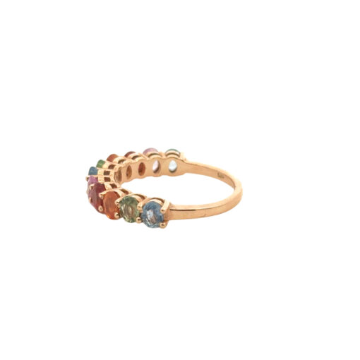 14k Rose Gold 2.4ctw Multicolor Oval Cut Sapphire Halfway Wedding Ring Band - Image 15