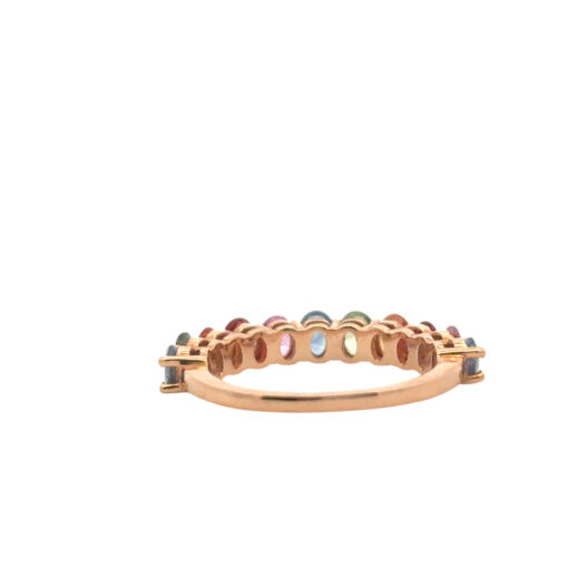 14k Rose Gold 2.4ctw Multicolor Oval Cut Sapphire Halfway Wedding Ring Band - Image 6
