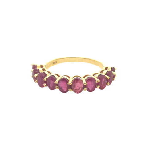 14k Yellow Gold 3ctw Oval Cut Ruby Halfway Ring Band - Image 11