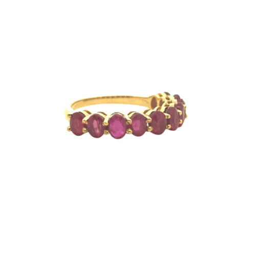 14k Yellow Gold 3ctw Oval Cut Ruby Halfway Ring Band - Image 3