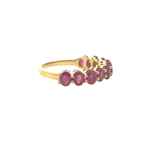 14k Yellow Gold 3ctw Oval Cut Ruby Halfway Ring Band - Image 4