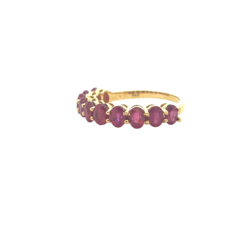14k Yellow Gold 3ctw Oval Cut Ruby Halfway Ring Band - Image 7