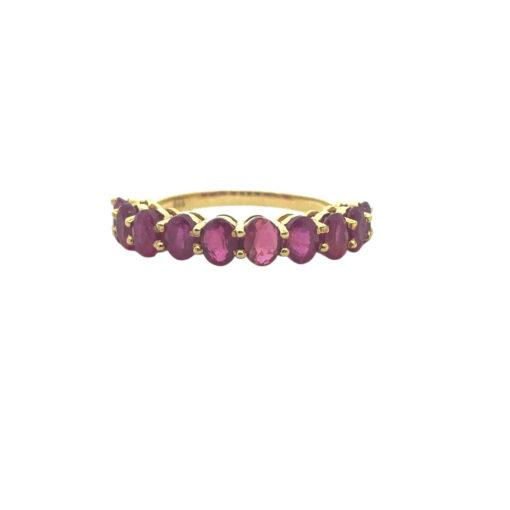 14k Yellow Gold 3ctw Oval Cut Ruby Halfway Ring Band - Image 8
