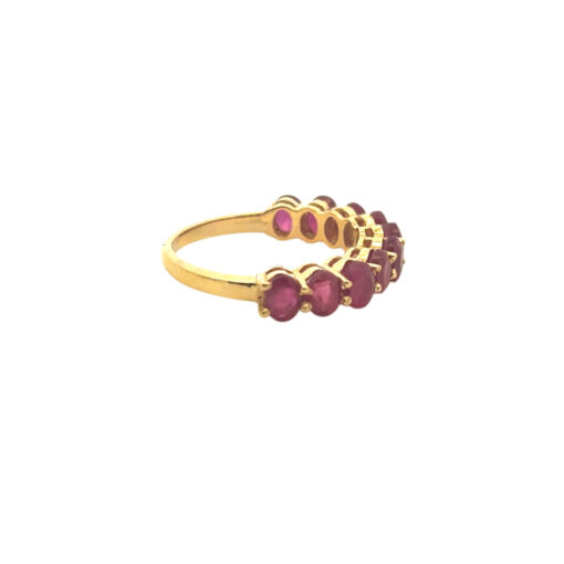 14k Yellow Gold 3ctw Oval Cut Ruby Halfway Ring Band - Image 9