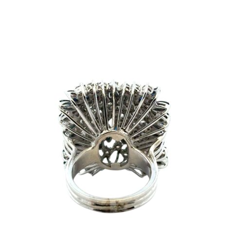 14k White Gold Natural Diamond and Blue Sapphire Cocktail Ring - Image 14