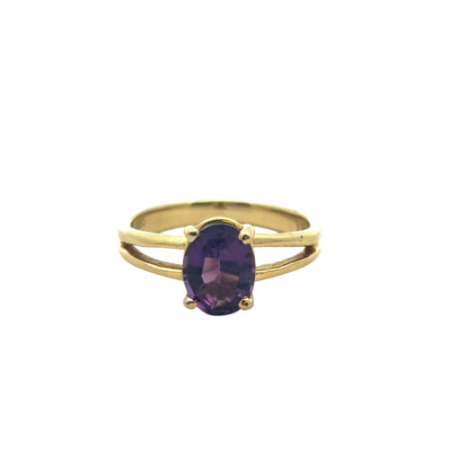 14k Yellow Gold Oval Amethyst Ring - Image 14