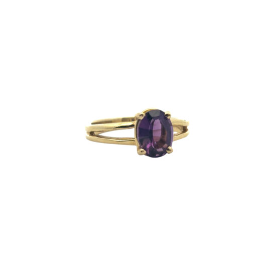 14k Yellow Gold Oval Amethyst Ring - Image 3