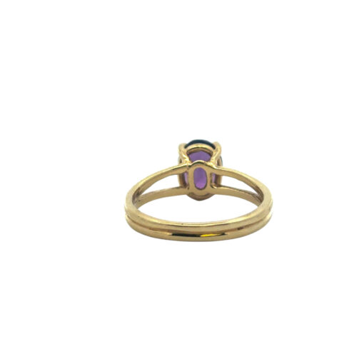 14k Yellow Gold Oval Amethyst Ring - Image 6