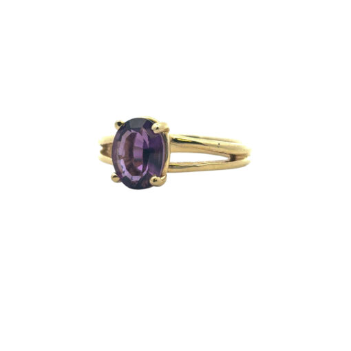 14k Yellow Gold Oval Amethyst Ring - Image 9