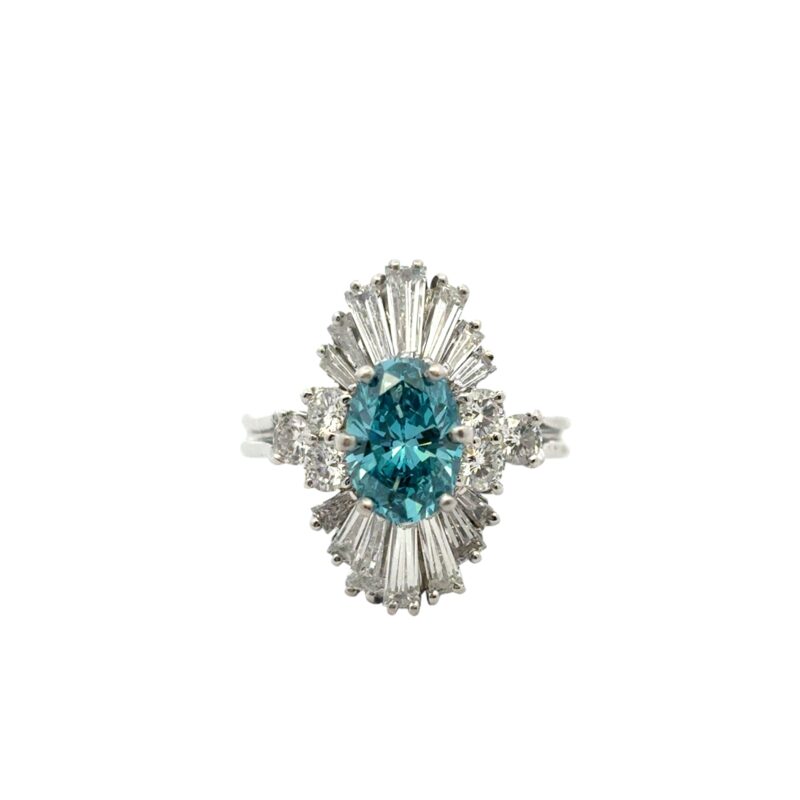 Blue Irradiated Diamond Ring