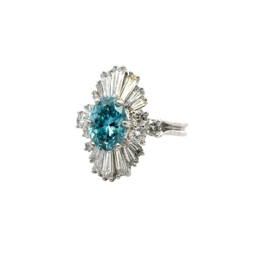14k White Gold 1ct Blue Irradiated Diamond Solitaire Ring - Image 15