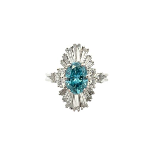 14k White Gold 1ct Blue Irradiated Diamond Solitaire Ring - Image 3