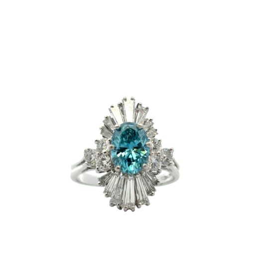 14k White Gold 1ct Blue Irradiated Diamond Solitaire Ring - Image 4