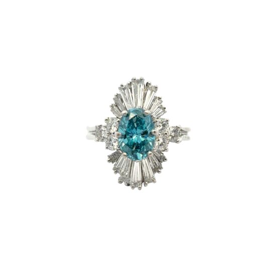 14k White Gold 1ct Blue Irradiated Diamond Solitaire Ring - Image 5