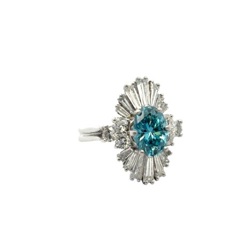 14k White Gold 1ct Blue Irradiated Diamond Solitaire Ring - Image 6
