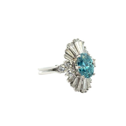 14k White Gold 1ct Blue Irradiated Diamond Solitaire Ring - Image 7