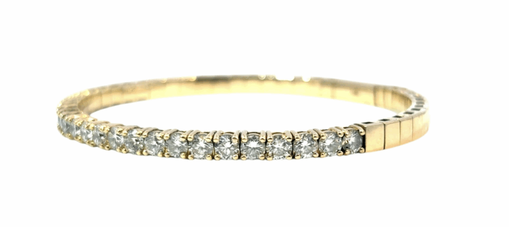 14k Yellow Gold Diamond Set Bangle Bracelet