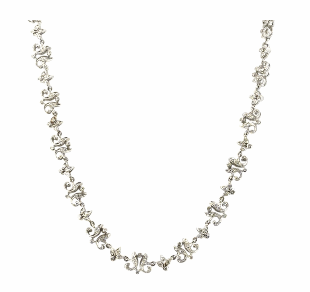 18k White Gold Diamond Floral Necklace