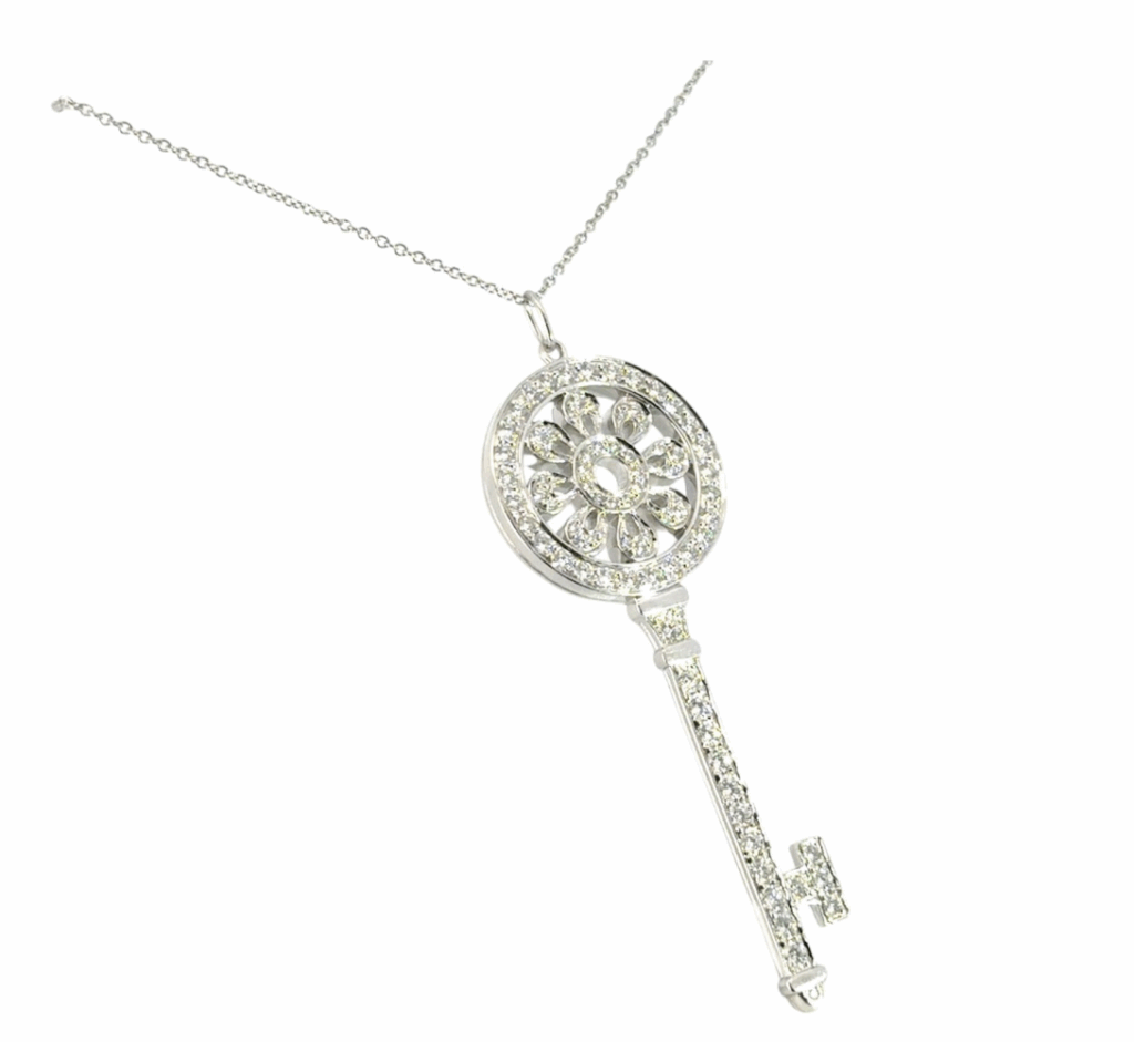 Platinum Diamond Petals Key Necklace by Tiffany & Co.