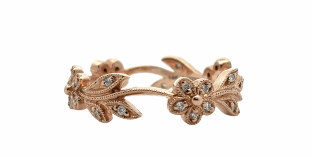 14k Rose Gold Floral Diamond Ring – Gabriel & Co.