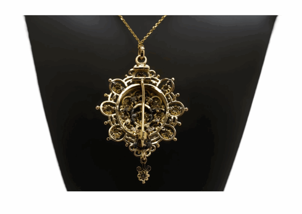 14k Yellow Gold Rose-Cut Diamond Pendant Necklace