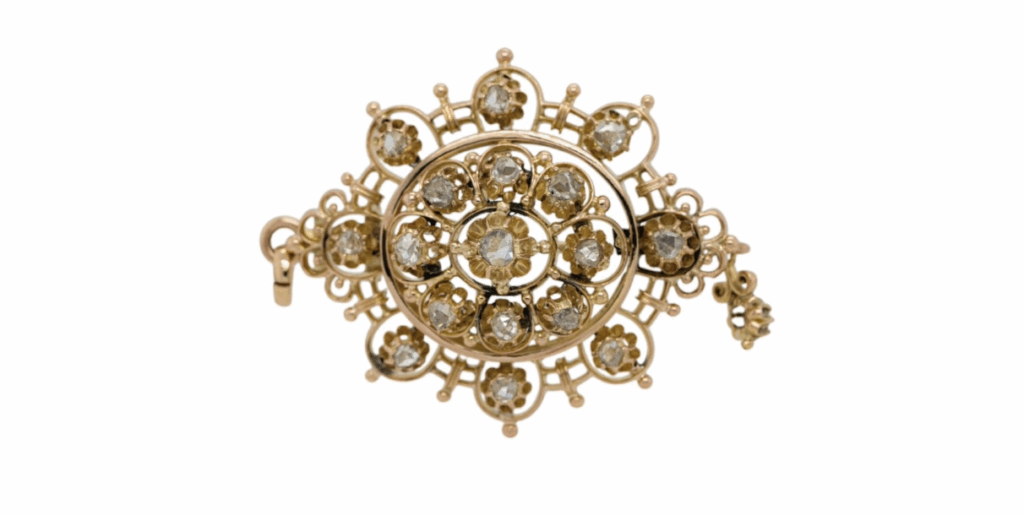 14k Yellow Gold Rose-Cut Diamond Pendant Necklace