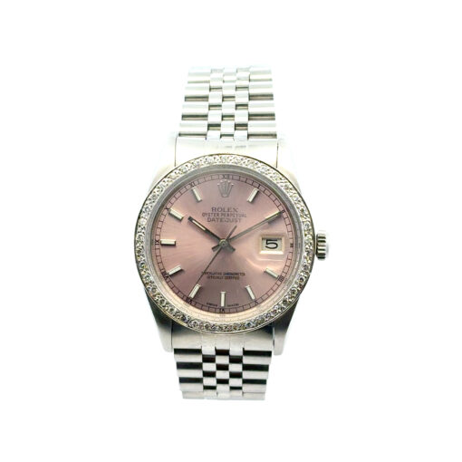 Rolex 16014 Datejust 36mm Stainless Steel Aftermarket Pink Diamond Dial and Bezel Watch - Image 6