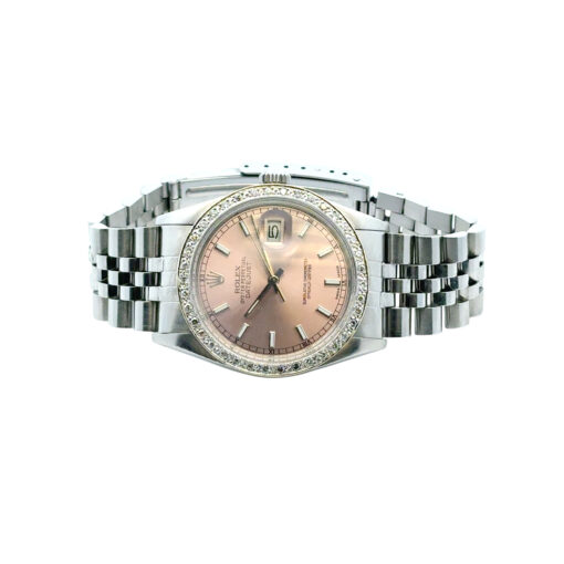 Rolex 16014 Datejust 36mm Stainless Steel Aftermarket Pink Diamond Dial and Bezel Watch - Image 13