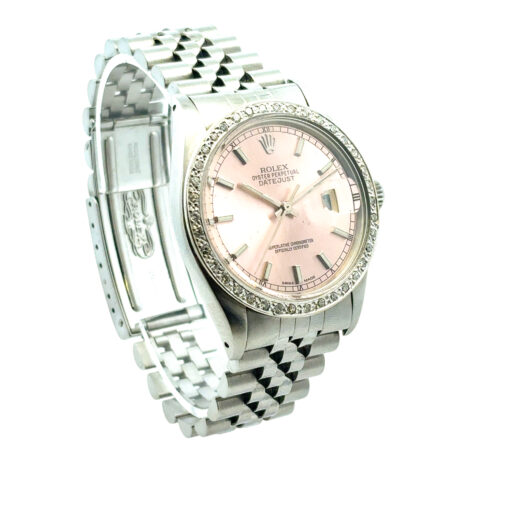 Rolex 16014 Datejust 36mm Stainless Steel Aftermarket Pink Diamond Dial and Bezel Watch - Image 7