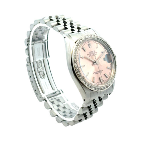 Rolex 16014 Datejust 36mm Stainless Steel Aftermarket Pink Diamond Dial and Bezel Watch - Image 8