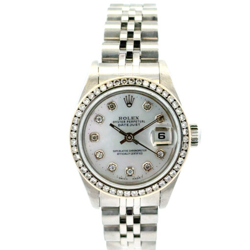 Rolex 79160 Datejust 26mm Aftermarket Mother of Pearl Diamond Dial and Bezel Watch - Image 3